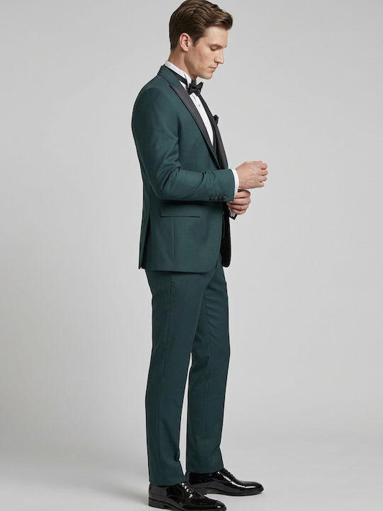 Men's Suit with Vest with Slim Fit Green