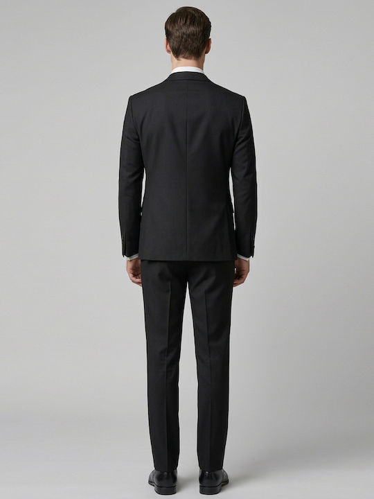 Men's Suit with Vest with Slim Fit Black