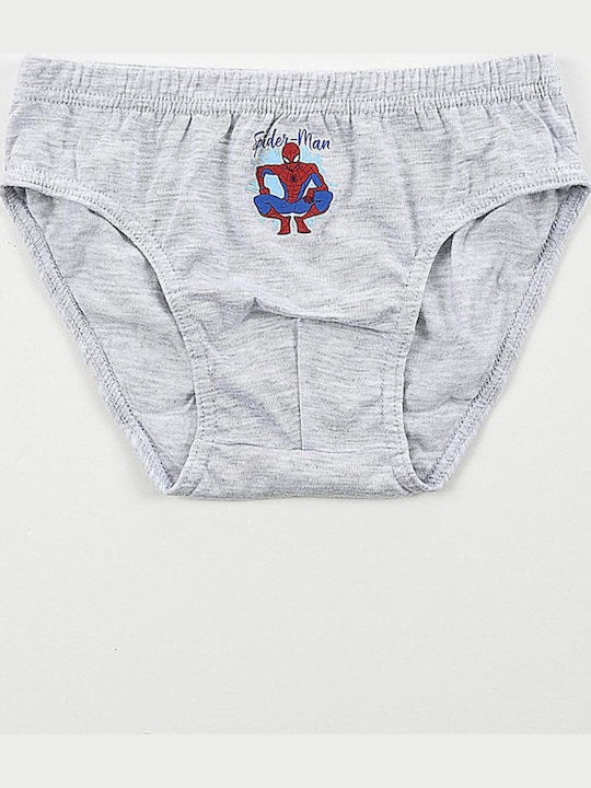 Superheroes Kids Set with Panties Blue-Grey Melange-White 3 Pieces