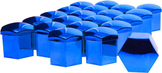 17 Mm Metallic Blue Bolt Caps 20 Pcs Remover
