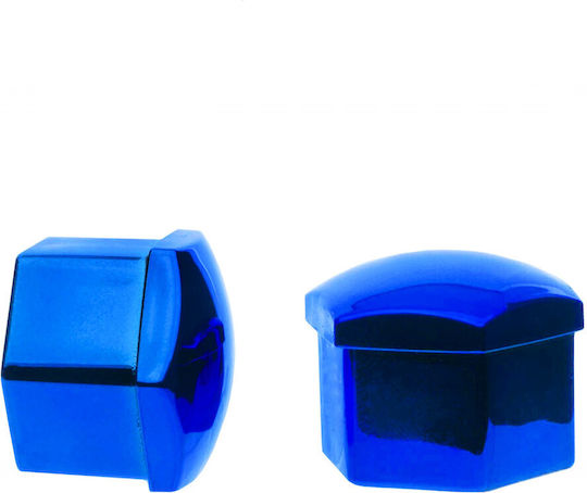 17 Mm Metallic Blue Bolt Caps 20 Pcs Remover