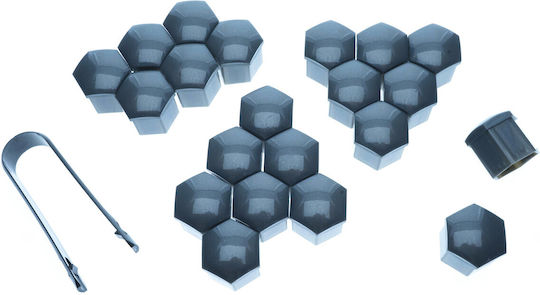 Extremo Tuning Gray 19 Mm Caps 20 Pcs Wheel Rim Puller Protection