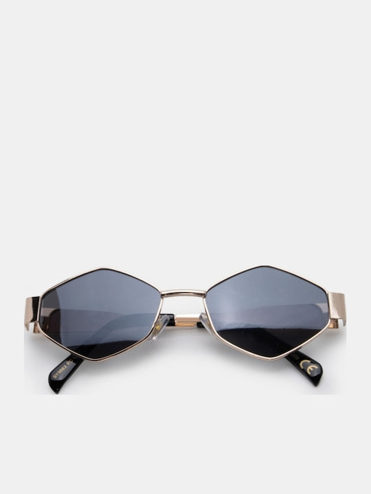 Luigi Unisex Sunglasses With Black Metallic Frame And Black Lens 4863801