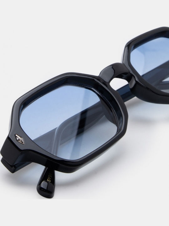 Luigi Unisex Sunglasses with Black Frame and Light Blue Lens 4863230