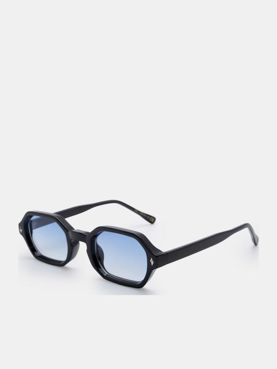 Luigi Unisex Sunglasses with Black Frame and Light Blue Lens 4863230