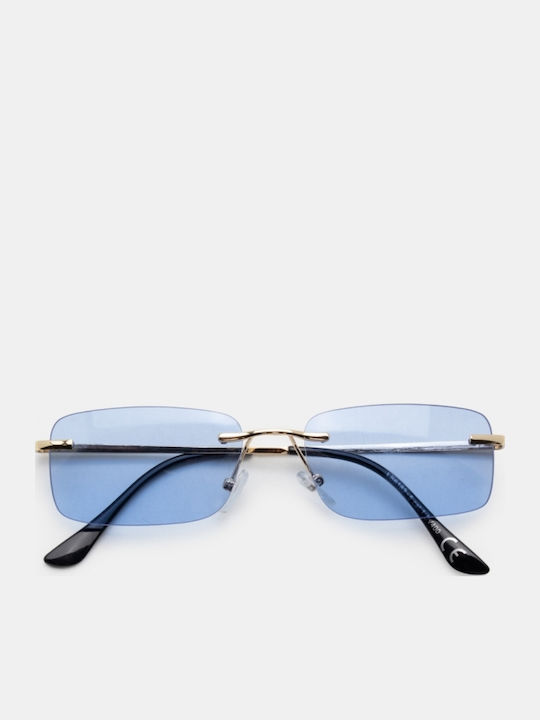 Luigi Ochelari De Soare Unisex Cu Ramă Metalică Auriu Și Lentile Albastru Deschis 4861530