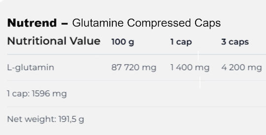 Nutrend Glutamine Compressed 120 Κάψουλες 40 Μερίδες
