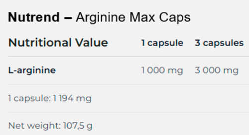 Nutrend Arginine Max 1000mg 90 Kapseln ''''