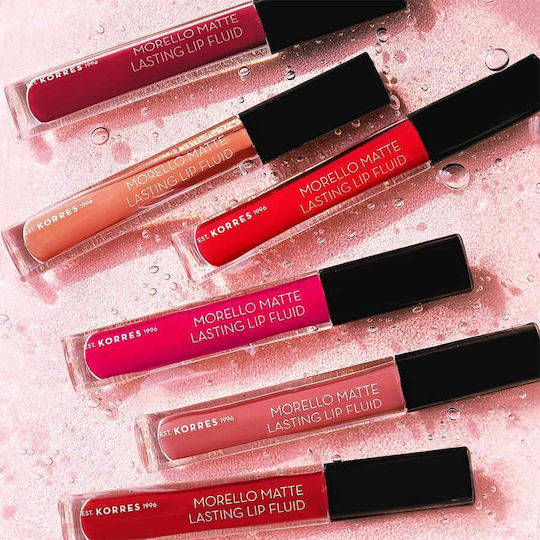 Korres Morello Matte Lasting Lip Fluid Дълготраен Течен Червило Мат 53 Червено кадифе 3.4мл
