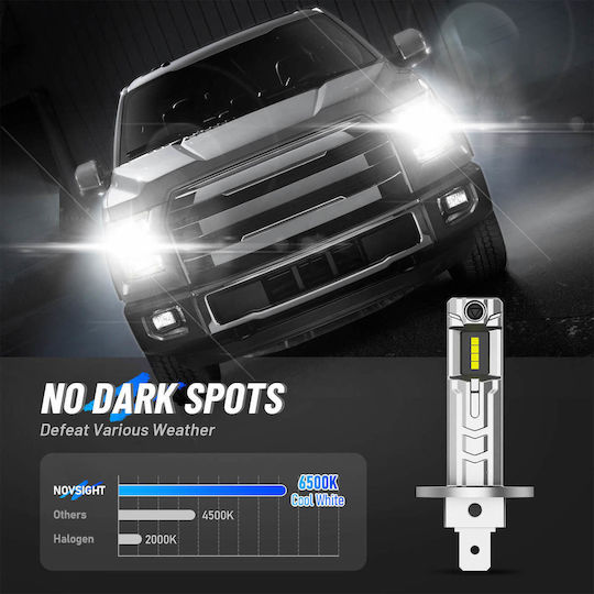 NovSight Крушка за Автомобил и Мотоциклет H1 / T11 Canbus LED 6500K Хладно Бяло 12V 60W