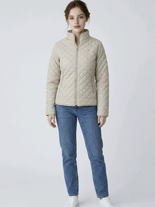 Women's Short Lifestyle Jacket for Spring or Autumn Beige