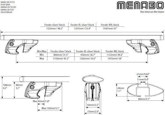 Menabo Dachträger Silber Kreuzträger Honda Accord IV Aerodeck 1990–1993
