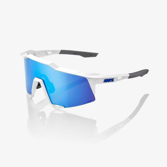 100% Cycling Glasses Speedcraft with White Frame & Mirror / Photochromic Lenses