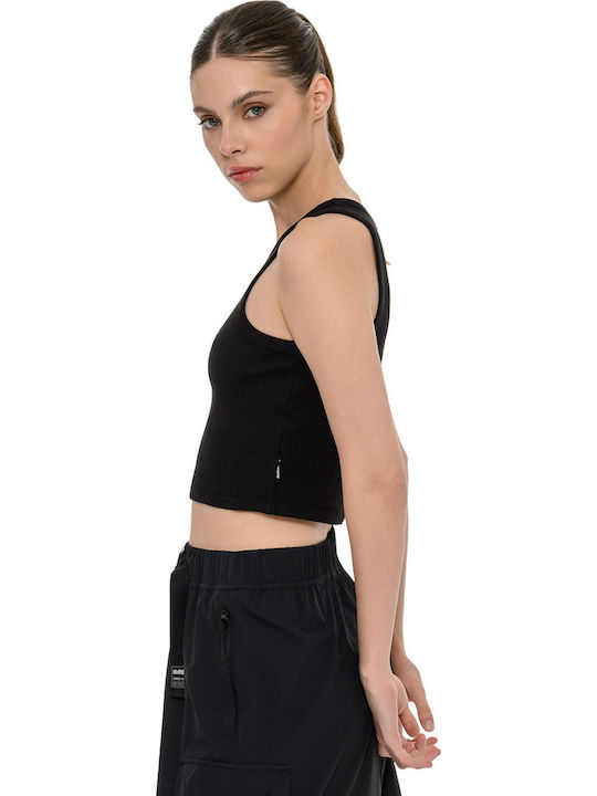 Γυναικείο Αθλητικό Crop Top Αμάνικο Μαυρο