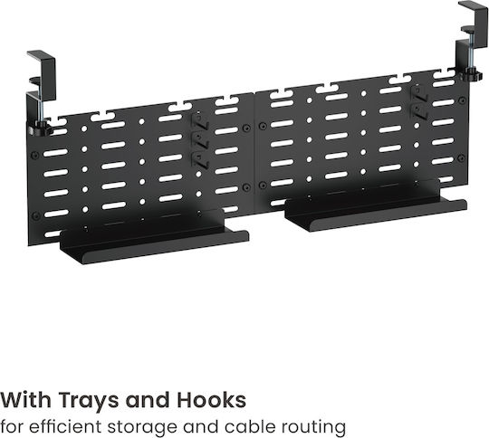Brateck Cable Management Γραφείου Cc11-20-2 Μεταλλικό 768x63x307mm Μαύρο