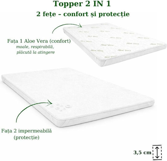 Pucioasa Topper Saltele Single Microfibra Îmbibat Cu Aloe Vera Și Husa Detasabila 80x200x3.5cm