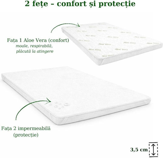 Pucioasa Topper Saltele Superdublu Microfibra Îmbibată cu Aloe Vera și Husă Detasabilă 160x200x3.5cm