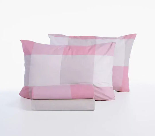 Nef-Nef Homeware Casual Подредба Чаршафи King Size с Еластична Лента 200x270+30см Розови 4 Бройки