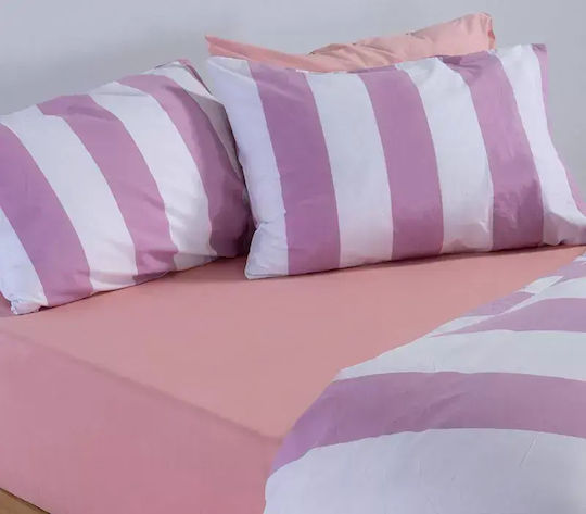 Nef-Nef Homeware Casual Set King Size 4 Pieces 200x270cm With Rubber Hugger Purple
