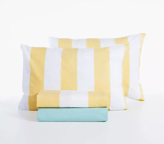 Nef-Nef Homeware Casual Double Bed Sheets Set 200x270cm Yellow 4 Pieces