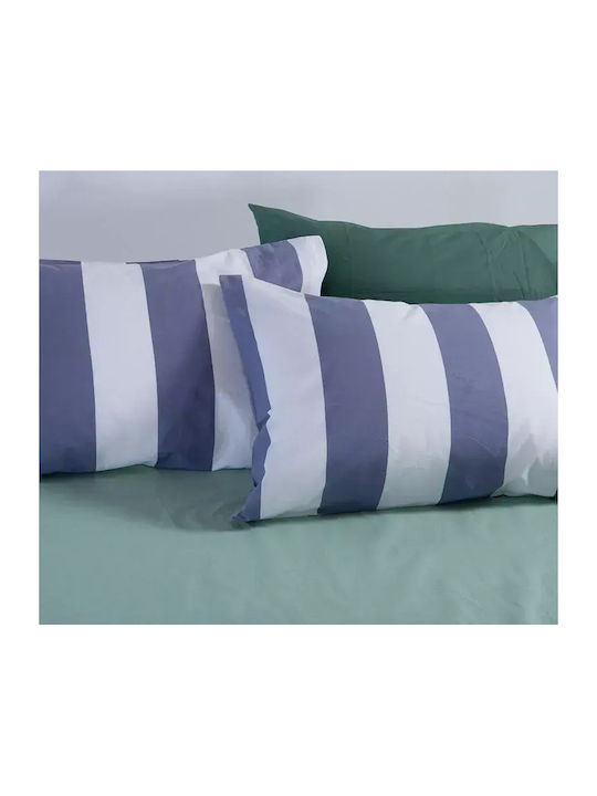 Nef-Nef Homeware Nef-Nef Homeware Casual Bettlaken Set mit 2 Kissenbezügen Übergröße mit Gummibettlaken 170x270cm Blau 3Stücke