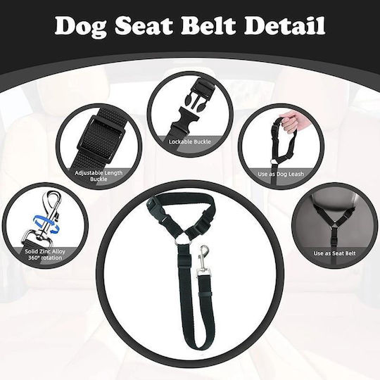 Adjustable Dog Car Seatbelt Black
