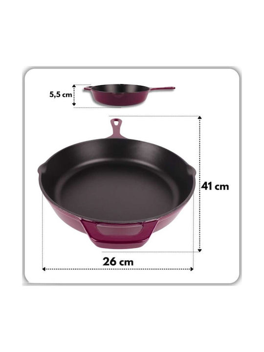 Damaskini Pfanne aus Gusseisen mit Emaille Innenbeschichtung 26cm DR10-Pflaume