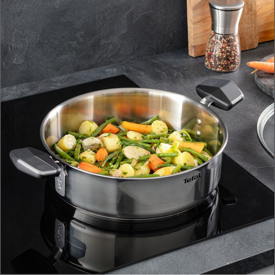 Tefal Emotion Σωτέζα από Ανοξείδωτο Ατσάλι με Καπάκι με Αντικολλητική Επίστρωση 26cm