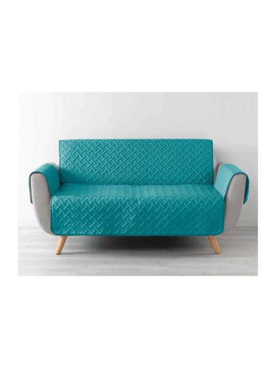 Douceur d'Intérieur Set Elastic Covers Living Room Petroleum Blue 179x179cm