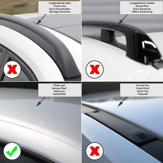 Menabo Bare De Acoperiș Din Aluminiu Pentru VW Passat 4D 2014+ Set Cu Picioare Negre