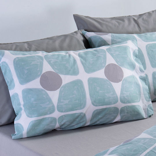 Nef-Nef Homeware Casual Coreo Μαξιλαροθήκη με Φάσα Aqua 52x72εκ.