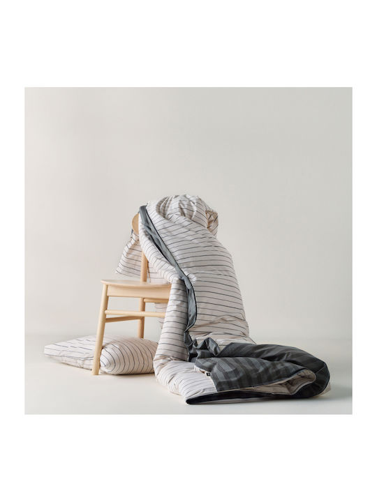 Kentia Arlo Single Cotton Coverlets Set Grey Black 160x240cm