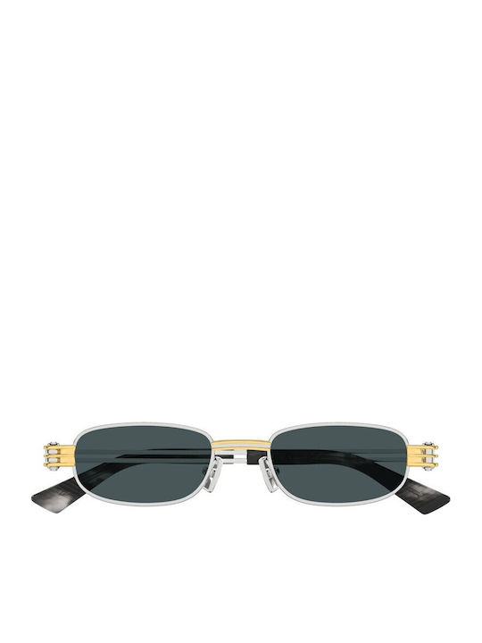 Bottega Veneta Unisex Sunglasses with Silver Frame and Silver Mirror Lens BV1381S 003
