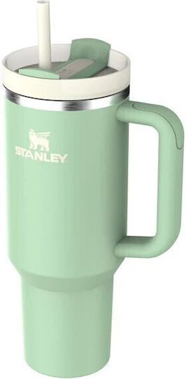 Stanley Quencher H2.0 FlowState Handled Tumbler Thermos Stainless Steel BPA Free 1.18lt Pistachio with Straw and Handle
