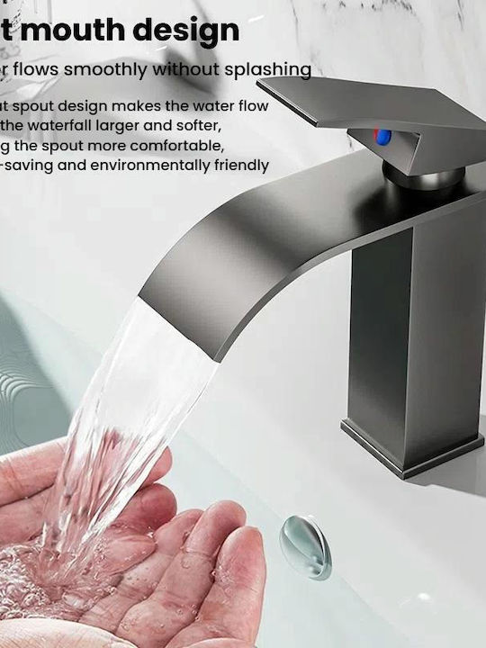 Mixing Sink Faucet Waterfall Tall Gray