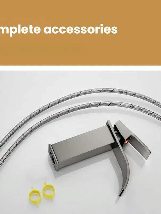 Mixing Sink Faucet Waterfall Tall Gray