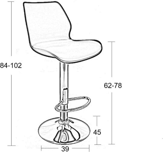 Bar Stool Black With Backrest & Adjustable Height Black 2pcs 39x45x102cm