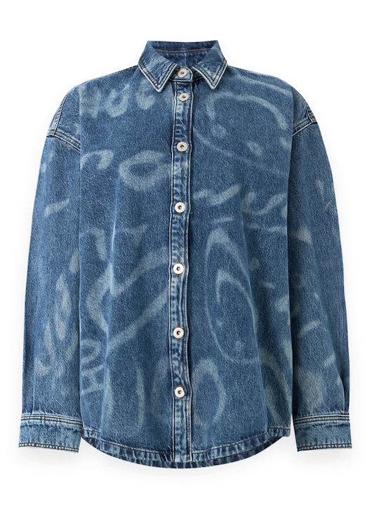 Μακρυμάνικο Γυναικείο Πουκάμισο Medium Aged Denim