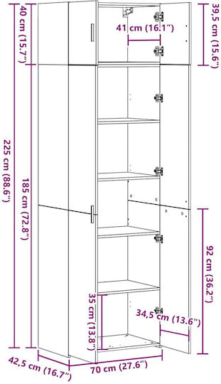 Bookcase Black Oak 70x42.5x225 cm