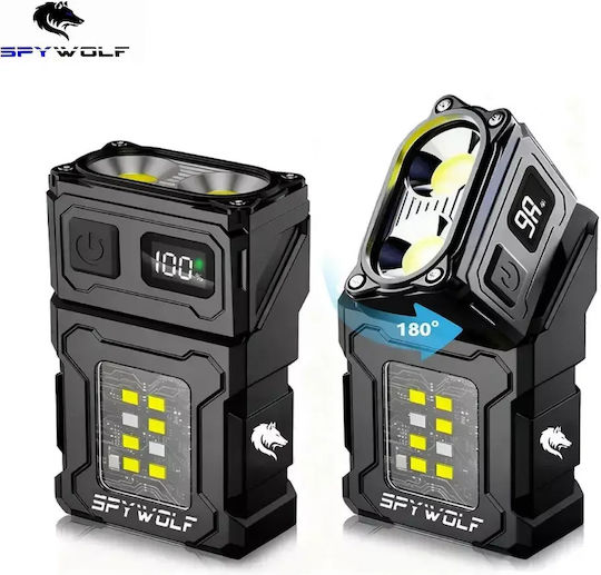 Spywolf Rechargeable LED Head Flashlight IP45 with Maximum Brightness 3600lm 6pcs