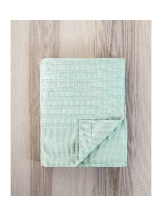 Nima Pique Blanket Double 240x260cm Minty Blue