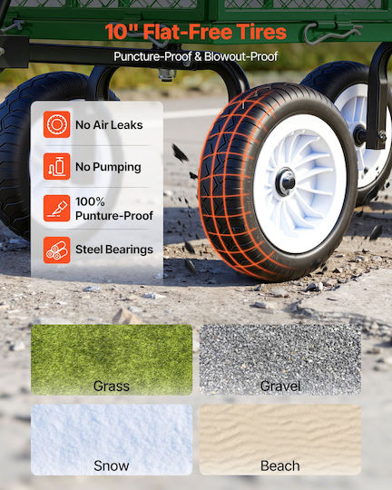 Metallic Garden Cart with Maximum Load Capacity 408kg