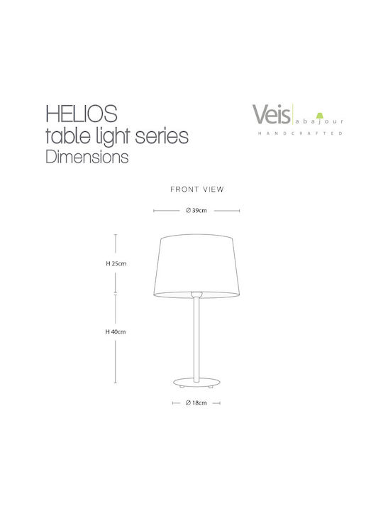 Veis Helios Μεταλλικό Πορτατίφ για Ντουί E27 με Ασημί Καπέλο και Βάση