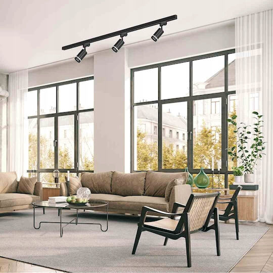 Eko Light Pipe Dreifach Decken- und Wandleuchte mit GU10 Lampenbirnensockel in Schwarz Farbe