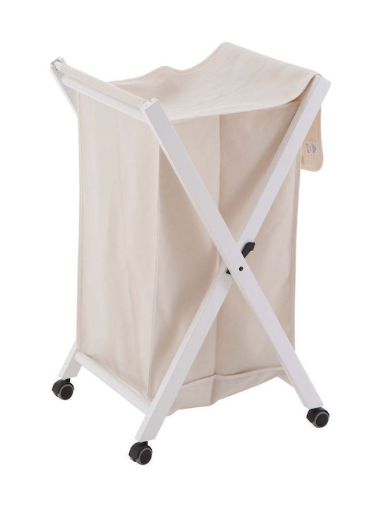 Arredamenti Italia Coș De Rufe Din Țesătură Pliabil Cu Capac 90lt 44x50x78cm Alb