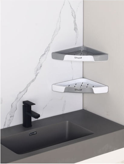 Alista Home Corner Wall Mounted Bathroom Shelf Plastic 28x39x4.5cm Gray