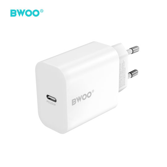 BWOO Wireless Charger with USB-C Port 20W Power Delivery White CDA233