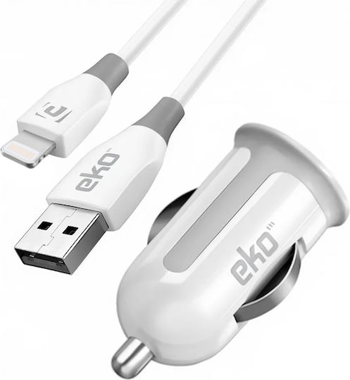 Eko 1a Cigar Lighter Charger Pack 1m Lightning Mfi Cable White
