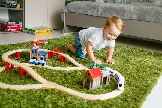 Kinderplay Сет с Дървено Влакче за 3+ Години