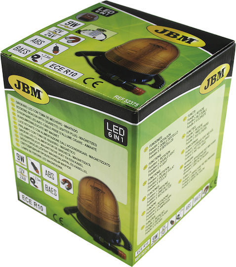 JBM Far Auto LED 12 / 24V Impermeabil cu Portocaliu Iluminare